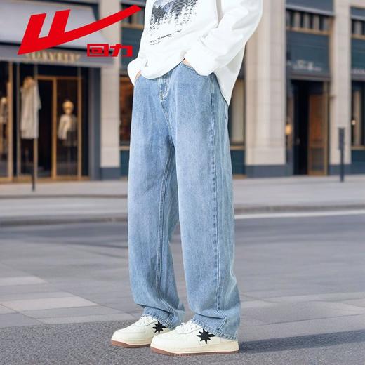 回力牛仔裤男士2024新款男裤秋冬款加绒高街宽松直筒休闲长裤男款 商品图7