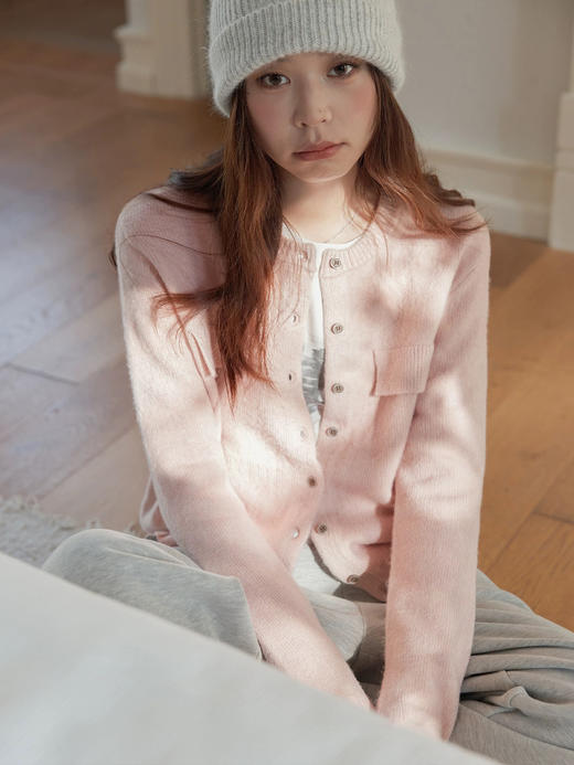 爆款3-5天发货！2025冬季爆款高级感柔雾粉和慕光蓝羊毛百搭毛衣开衫外套JS3699140 商品图3