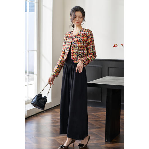 剩XL 柔软拼色纱线小香外套 25冬款复古名媛范气质上衣1688 商品图4