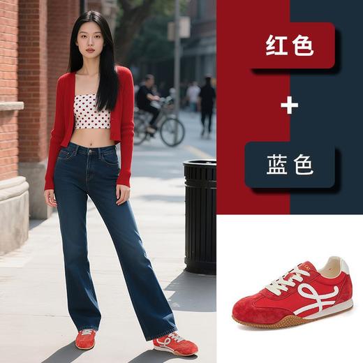 真皮阿甘鞋女2026春季新款厚底女士运动单鞋休闲百搭芭蕾德训鞋女 商品图1