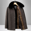冬季新款加绒加厚男装毛呢外套中年男士休闲保暖可脱卸毛领内胆大衣 商品缩略图2