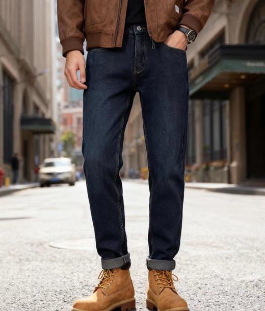 D121026秋冬款时尚休闲商务男士百搭加绒牛仔裤 商品图1