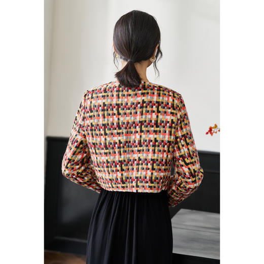 剩XL 柔软拼色纱线小香外套 25冬款复古名媛范气质上衣1688 商品图3