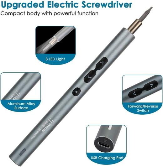 荷兰 SEVENMORE 精密工具 28合1电动螺丝刀 微型多功能 正反转带LED灯 手机 手表 笔记本维修 商品图2