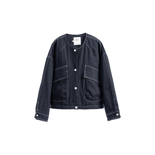 绽放543朵/冬季加厚牛仔撞色短款羽绒服女冬慵懒感羽绒夹克厚外套 商品图4