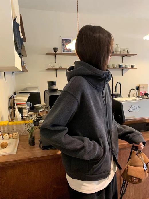 老米优品🎈自留款！超有范的懒人套装！《加厚双面绒连帽拉链外套+小直筒阔腿裤》高级灰，巨显瘦洋气！厚实保暖~ TZ251210A 商品图6