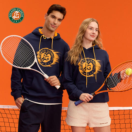 罗兰加洛斯法网连帽长袖时尚卫衣男女新款休闲百搭套头上衣 商品图3