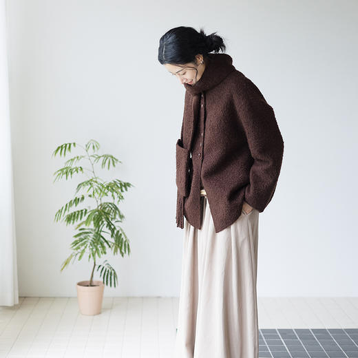 绽放633朵/羊毛羊驼混纺设计感中长款大衣女冬新款一手长毛呢外套 商品图2