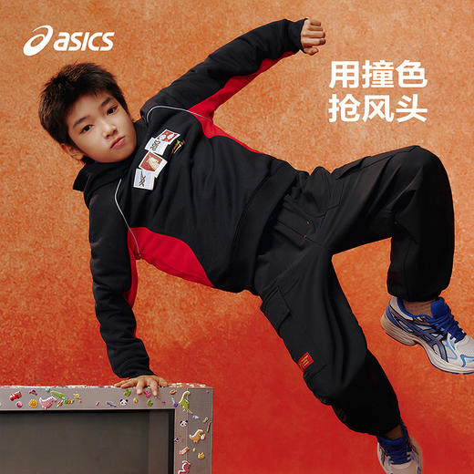 【商场同款】ASICS/亚瑟士儿童2026新年款撞色拼接连帽卫衣舒适 商品图2