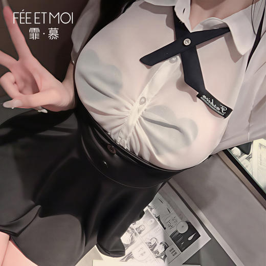 【霏慕】前胸抽褶透身学院风套装6493情趣内衣性感纯欲透视制服 商品图6