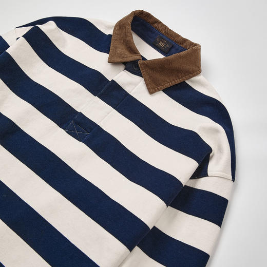 ROMI STUDIO“随性复古”全棉条纹撞色Polo领灯芯绒长袖 RWCASU6577 商品图3