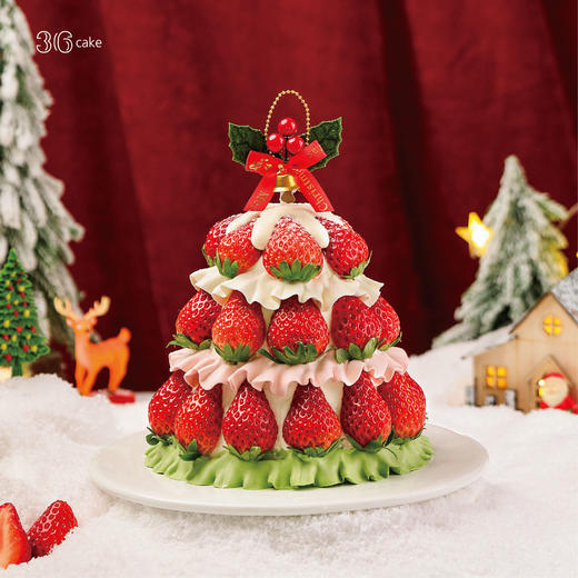【圣诞季】圣诞草莓塔·红颜草莓多多奶油蛋糕，可选1.5磅 商品图0
