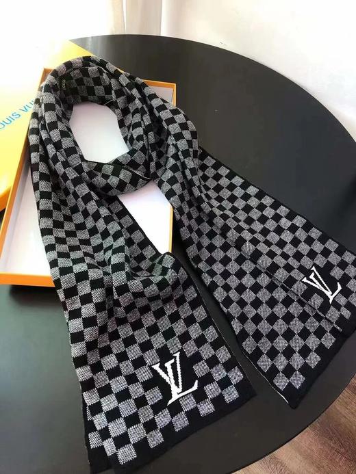 D121034冬季新款男士百搭保暖围巾棋格子羊毛针织围脖 商品图0