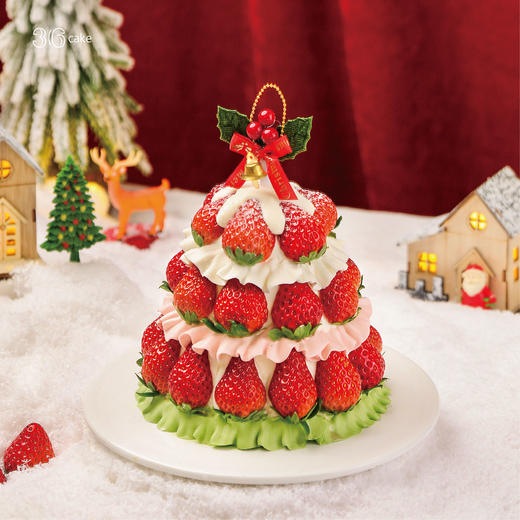 【圣诞季】圣诞草莓塔·红颜草莓多多奶油蛋糕，可选1.5磅 商品图2