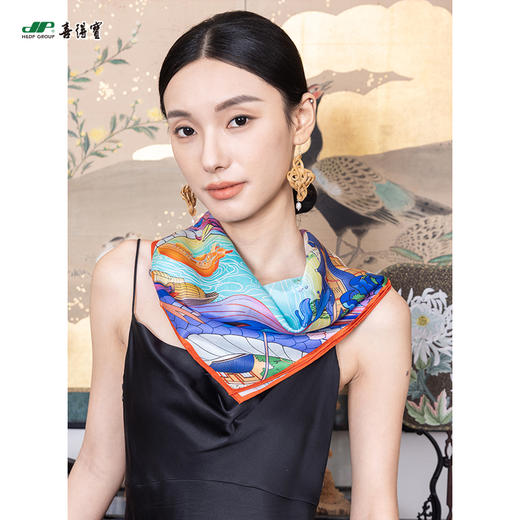 喜得宝祥龙腾龘运河文化53cm*53cm 桑蚕丝数码小方巾 商品图1