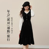 【12/10新品6折】熙世界优雅赫本风假两件连衣裙女2025秋冬新款蕾丝拼接丝绒鱼尾裙 商品缩略图1