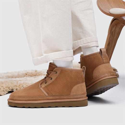 隆丰冬季男士时尚小贝基础款雪地靴舒适A级羊皮毛一体保暖短靴121060 商品图3