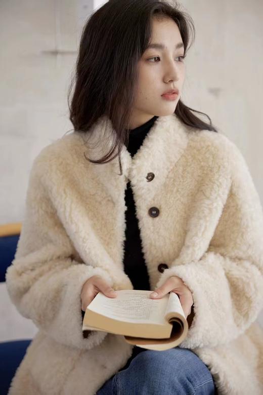 D121032冬季轻盈高保暖立领单排扣羊羔毛高质感毛毛外套 商品图12