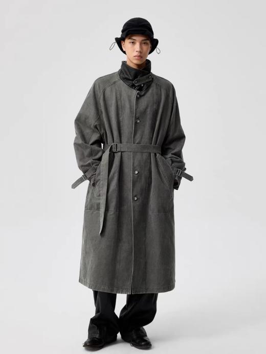 Simple Project/Y25217/水洗油蜡感涂层打褶大衣 商品图1