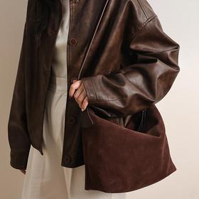 登白DENGBAI 秋冬反绒牛皮单肩斜挎手提包包