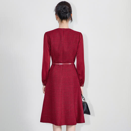 「高货wl」全新升级【铂金会员367/天猫499/差价132】(95917)洛诗琳气质亮丝编织连衣裙2025秋冬法式收腰显瘦A字裙女 商品图2