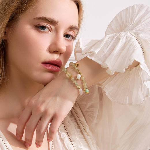 大英博物馆 欧洲文化艺术系列 绿意铃兰葡萄石渐变 双圈手链 商品图2