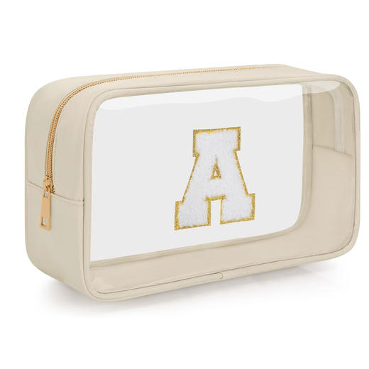 WELIDAY 字母透明化妆收纳包 拉链洗漱包 透明米色 商品图0