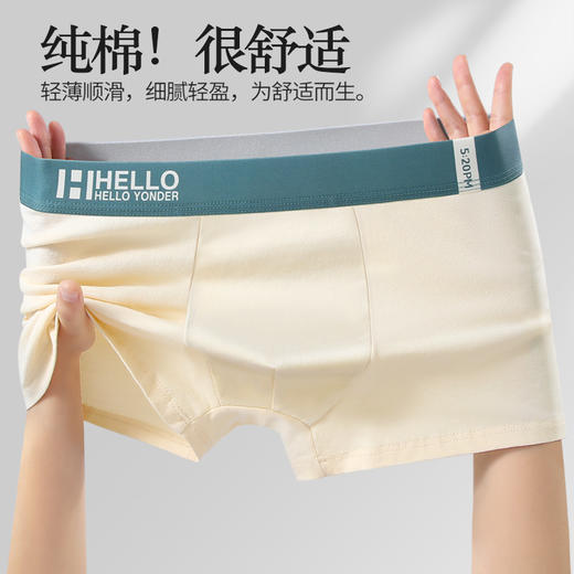 男士内裤男纯棉抗菌平角裤全棉质透气四角裤头男生大码短裤衩 商品图0