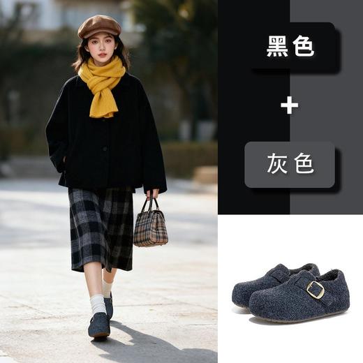 内增高4.5cm加绒毛毛鞋2025冬季新款魔术贴百搭面包鞋休闲单鞋女 商品图1