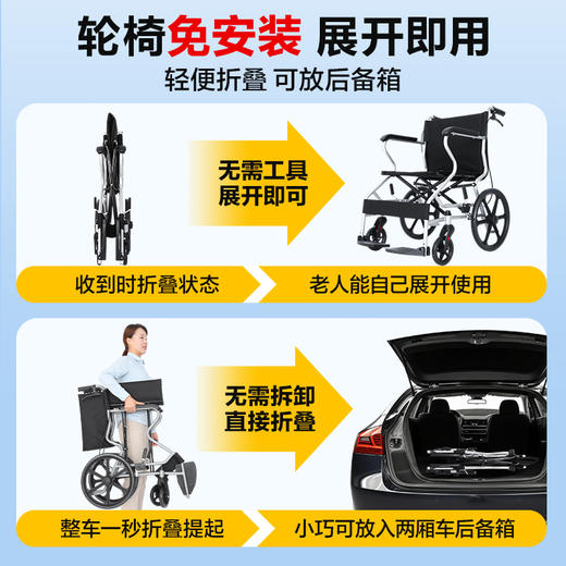 可孚小型轮椅折叠超轻便老人外出专用简易车载手动便携式小轮儿童 商品图0