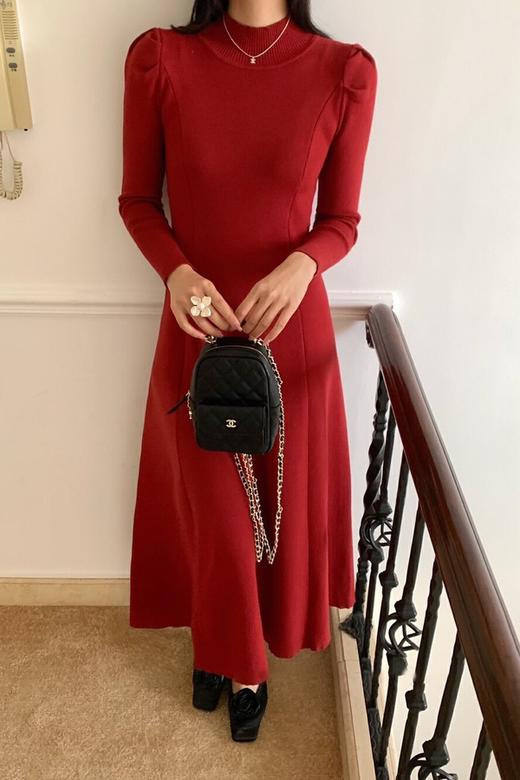 amadella 红色修身针织长款连衣裙 21780 商品图0