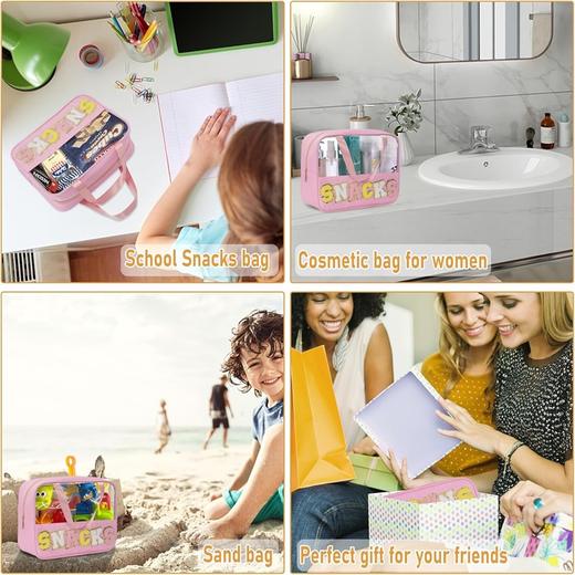 绒尼尔字母 TPU/尼龙透明化妆包洗漱包 零食袋拉链袋 多功能防水收纳袋 商品图3