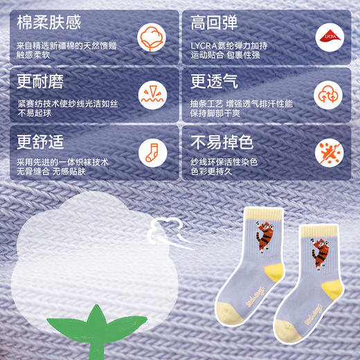 【儿童中筒卡通袜】森林棠26新年限定儿童棉柔高弹耐磨舒适保暖袜子 商品图4