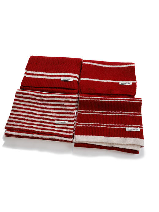 轻便保暖DM复古条纹红色围巾-纪念日百货门店同款167894261 商品图4