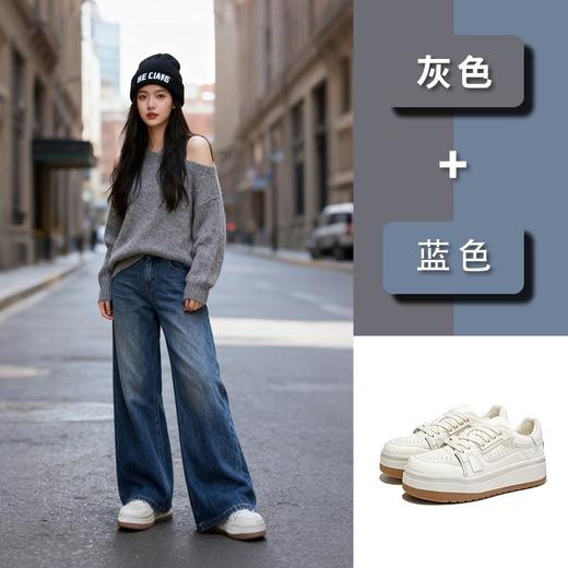 真皮小白鞋2026春季新款轻奢高级感单鞋厚底舒适板鞋女女士休闲鞋 商品图1