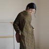 绽放841朵/复古细条灯芯绒圆领宽松长袖连衣裙女新款百搭A字长裙 商品缩略图0