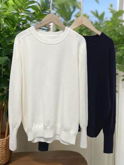 【极简毛衣】圆领长螺纹袖宽松显瘦简约针织衫毛衣-喜出 商品图2