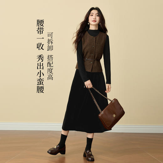 【12/10新品6折】熙世界老钱小香风毛呢马甲女秋冬2025年新款气质复古无袖坎肩背心 商品图2