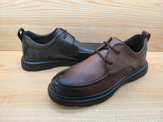 豪行正品12383552真皮牛皮细带商务休闲皮鞋男单鞋   棕色39.40.43 商品图2