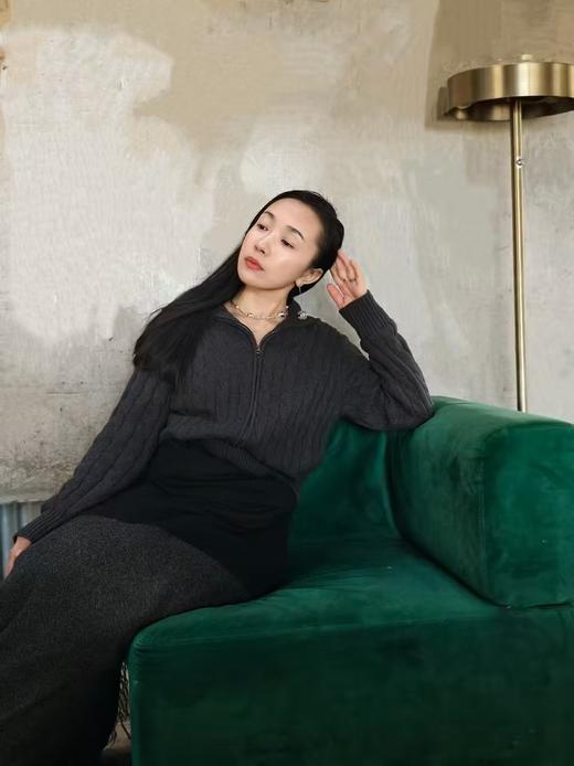 【12.11上新】2色拉*劳*修身绞花全拉链针织衫·LSQ 商品图3