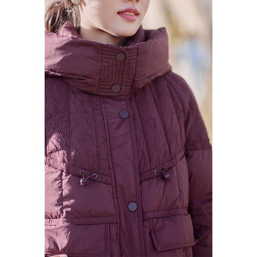 红念红色连帽羽绒服女加厚中长款冬季2025年新款女装鸭绒外套上衣 商品图2