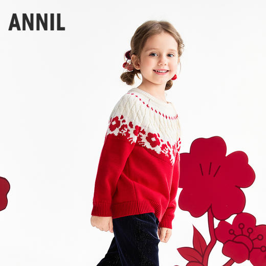 【实体店同款】女童圆领针织衫春季新款安奈儿童装XG614007 商品图2