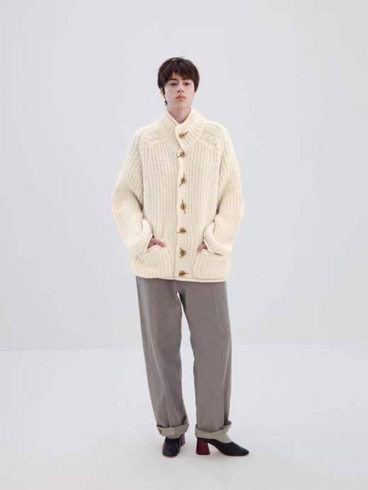 Simple Project/M25193/绳结皮扣粗针羊毛高领毛衣外套 商品图2