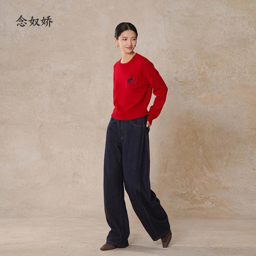 【商场同款】CNK5B81 “ 红色羊毛衫 ” 纯羊毛新年红心连心毛衫 商品图6