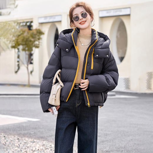 短款连帽羽绒服高级感，气质减龄韩系冬装外套HR-6523 商品图2