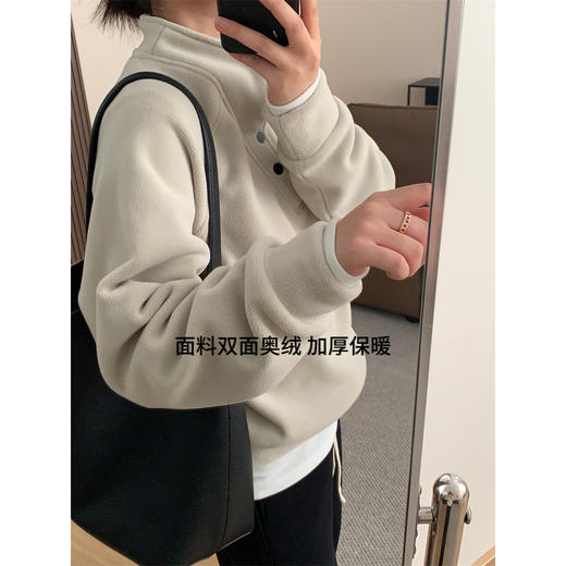 美式复古加厚双面澳粒绒立领套头卫衣 商品图1