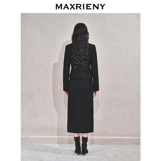 MAXRIENY【商场同款-节庆穿搭】黑金小香羊毛外套女气质高级感(货号:MC85JA759) 商品图3