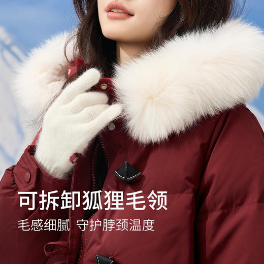 【12/10新品4.5折】熙世界超好看圣诞红色羽绒服女款2025冬季可拆卸狐狸毛领长款外套 商品图1