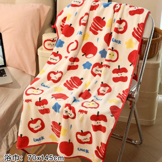 苹果喜乐浴巾珊瑚绒吸水速干不掉毛加厚加大浴巾-纪念日百货门店同款167748512 商品图0