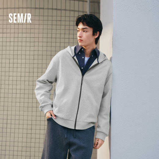 森马夹克男春季基础简约针织外套宽松连帽户外休闲上衣百搭情侣装 商品图0